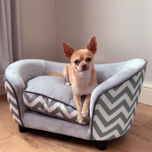 أريكة PawHut Dog Sofa للحيوانات الأليفة للكلاب XS مع وسادة مبطنة إسفنجية قابلة للإزالة - رمادي