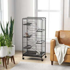 PawHut 6 Levels Removable Small Animal Cage, 131cm - Black