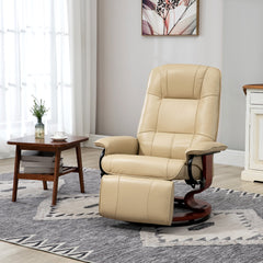 HOMCOM Faux Leather Armchair, with 145√Ç¬∞ Reclining Back and Footrest - Cream