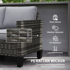 Outsunny Two-Seater Rattan Outdoor Sofa - Dark Grey