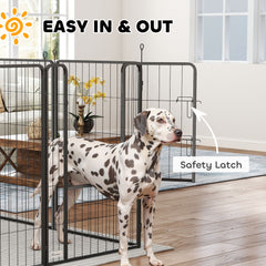 PawHut 12 Panels Heavy Duty Dog Playpen with Doors, for Large Dogs, 100cm High, Black