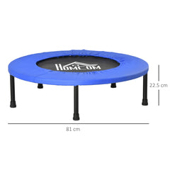 HOMCOM 32" Mini Fitness Trampoline Home Gym Yoga Exercise Rebounder Indoor Outdoor Jumper with Safety Pad, Support Up to 100 KG, Blue and Black