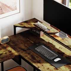 HOMCOM Industrial 'L' Shaped Multi-Work Desk - Brown