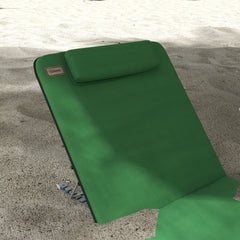 Outsunny Set of Two Metal Frame Beach Chairs, with Reclining Backs - Green