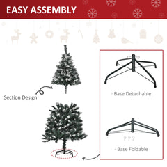 HOMCOM 5FT Artificial Snow-Dipped Christmas Tree Xmas | Home Home Indoor Decoration | Removable Stand w/ White Berries Star Topper Branch Green