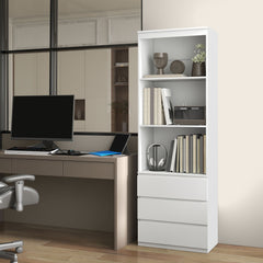 HOMCOM 180cm Tall Bookcase, with Shelves and Drawers - White