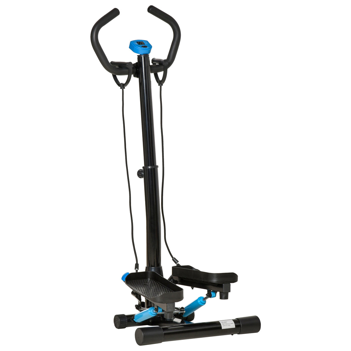 HOMCOM Adjustable Twist Stepper Fitness Step Machine, LCD Screen, Height-Adjust Handlebars, Home Gym, Black and Blue