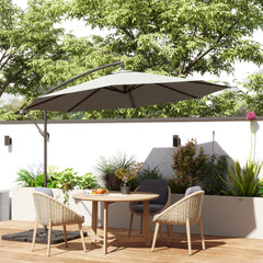 Outsunny 3m Overhanging Parasol, with Base, Weights and Cover - Light Grey