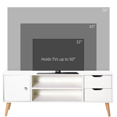 HOMCOM TV Stand for TVs up to 50", TV Console Cabinet with Open Storage Shelf and Drawers for Living Room, Entertainment Room and Bedroom, White