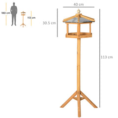 PawHut Wooden Bird Table Free Standing Feeder Garden Sheltered Feeding Station Parrot Stand Birdhouse â40x113cm