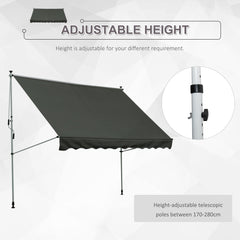 Outsunny 3x1.5m Adjustable Outdoor Aluminium Frame Awning Grey