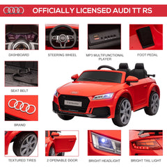 HOMCOM Kids Licensed Audi TT Ride-On Car 12V Battery w/ Remote Suspension Headlights and MP3 Player 3km/h Red