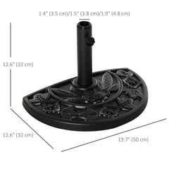 Outsunny 9kg Cement Concrete Half Round Parasol Base Umbrella Stand Garden Outdoor Accessories - Adjustable Coupler Suitable Umbrella Rod: â3.5cm, â3.8cm, â4.8cm