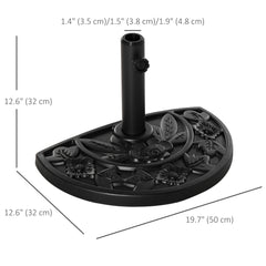 Outsunny 9kg Cement Concrete Half Round Parasol Base Umbrella Stand Garden Outdoor Accessories - Adjustable Coupler Suitable Umbrella Rod: 3.5cm, 3.8cm, 4.8cm