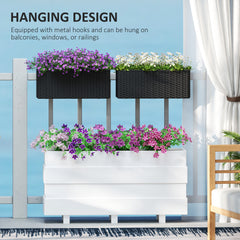 Outsunny Set of Two Rattan-Effect Planters - Black