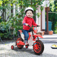 HOMCOM 12V Kids Electric Motorcycle Ride-On, with Training Wheels, for Ages 3-6 Years - Red