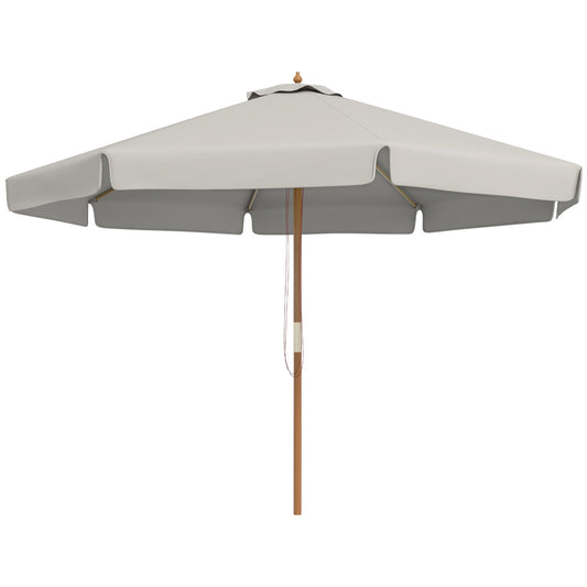 Outsunny 3.3m Elegant Wooden Parasol - Grey