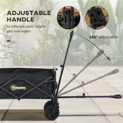 Outsunny Folding Steel Frame Garden Storage Cart, with Wheels and Handle - Black