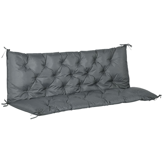 Outsunny 3 Seater Bench Cushion, Garden Chair Cushion with Back and Ties for Indoor and Outdoor Use, 98 x 150 cm, Dark Grey