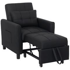 HOMCOM Linen-Look Single Chair Bed - Black