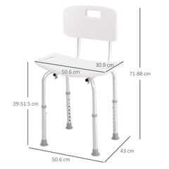 HOMCOM Bath Chair Shower Stool Safety Seat Bathroom Adjustable Positions Elderly Aids