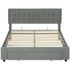 HOMCOM King Size Ottoman Bed Frame, with Front Drawer - Grey