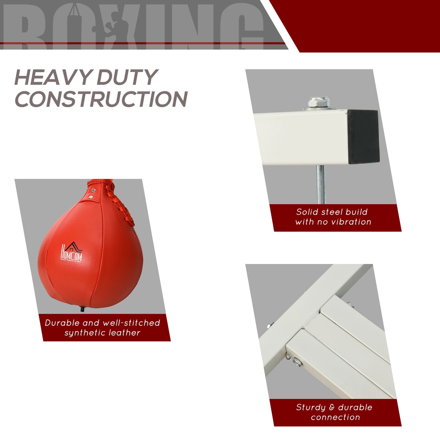 HOMCOM Adjustable Freestanding Speedbag, Punch Bag Hanger, White