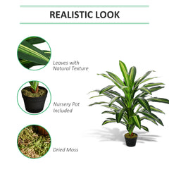 Outsunny 110cm/3.6FT Artificial Dracaena Tree Decorative Plant 40 Leaves with Nursery Pot, Fake Tropical Tree for Indoor Outdoor D√É¬©cor