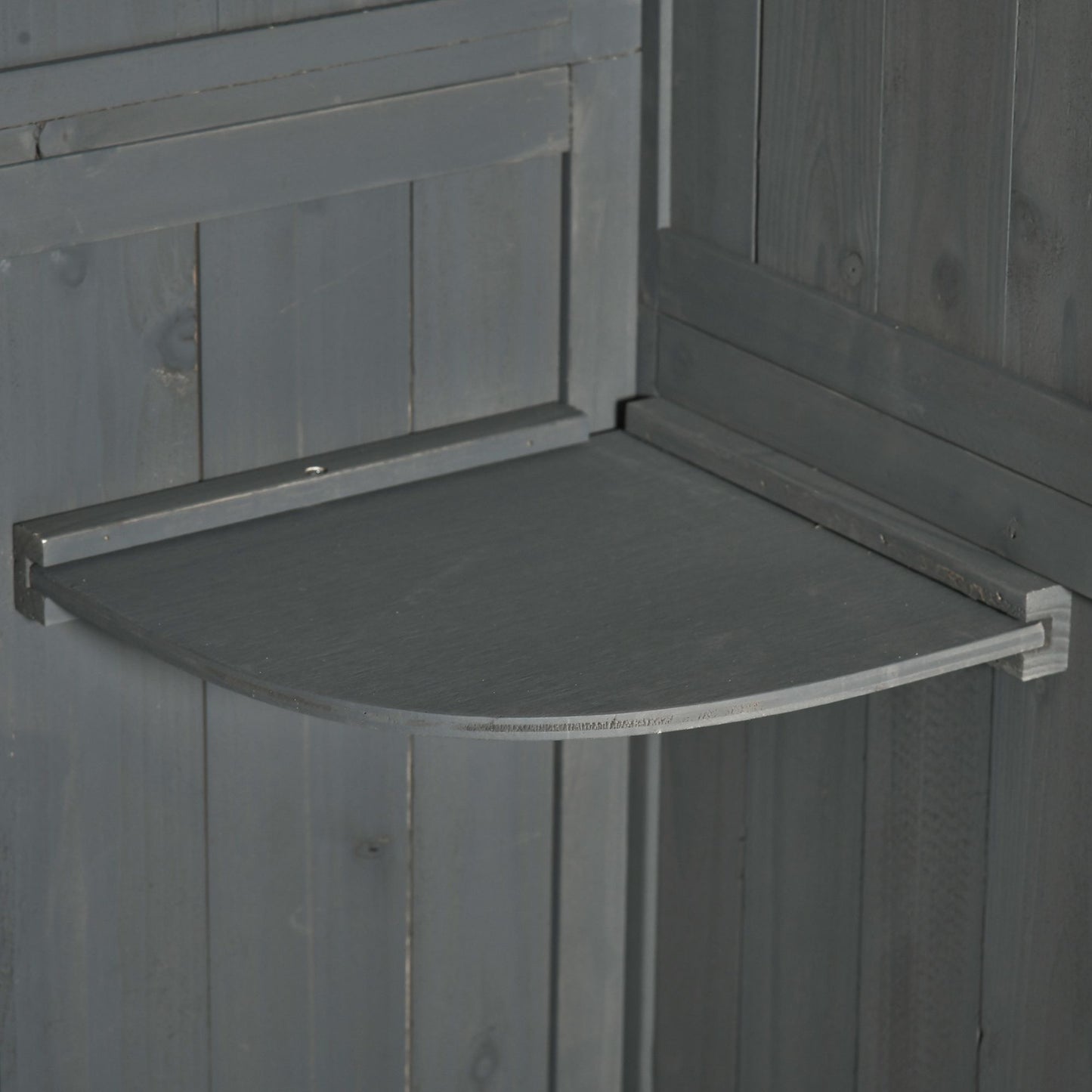 Outsunny Wooden Garden Shed, Utility Outdoor Small Shed with Lockable Double Doors, Shelves and Roof Hatch, Grey