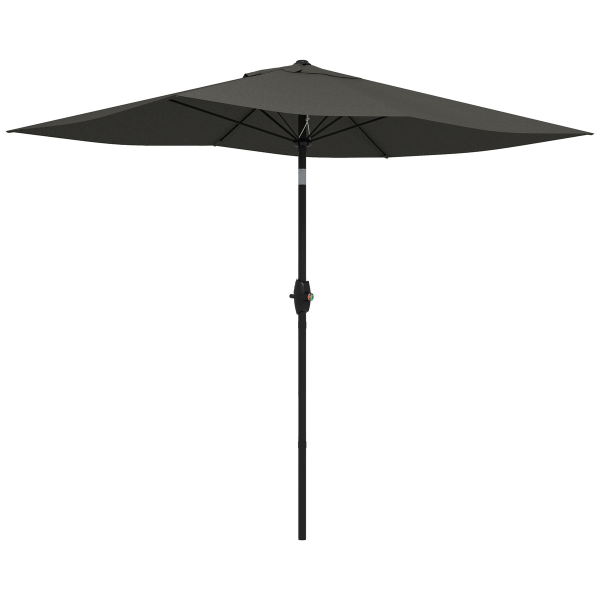 Outsunny 2 x 3(m) Garden Parasol Umbrella, Rectangular Outdoor Market Umbrella Sun Shade with Crank & Push Button Tilt, 6 Ribs, Aluminium Pole, Dark Grey