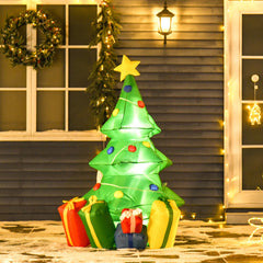 HOMCOM 5ft Inflatable Christmas Tree Xmas Air Blown Holiday Decoration LED Lawn Yard Outdoor Ornaments