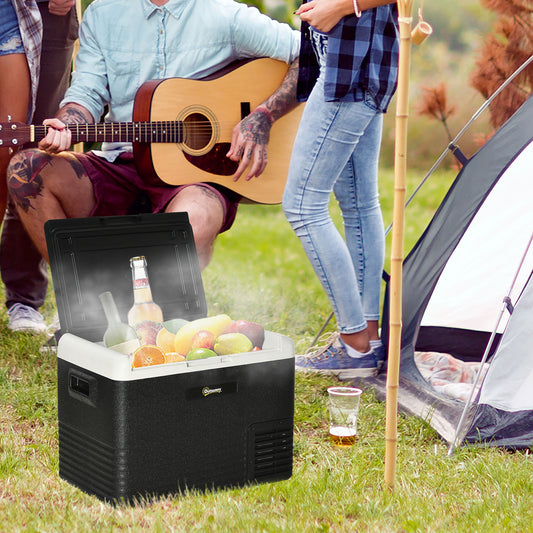 Outsunny 40L Car Refrigerator, Portable Compressor Car Fridge Freezer, Electric Cooler Box with 12/24V DC and 110-240V AC for Camping, Driving, Picnic, Down to -20√¢‚Äû∆í