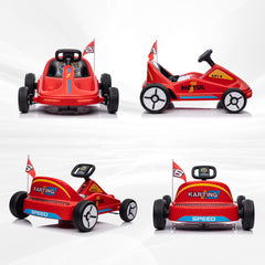 AIYAPLAY 6V Electric Go Kart for Kids with Music, Light, Horn, for 3-5 Years, Red