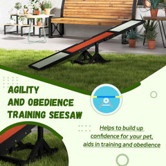 PawHut Wooden Pet Seesaw for Big Dogs, Dog Agility Equipment with Anti-Slip Surface - Black