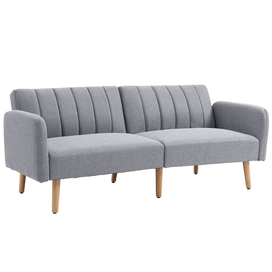 HOMCOM Three-Seater Sofa Bed, with Split Back - Light Grey