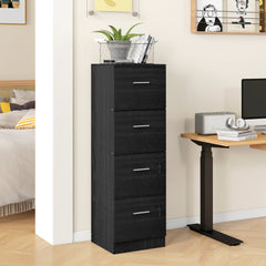 HOMCOM Four-Drawer Lockable Filing Cabinet - Black Wood Effect