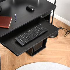 HOMCOM Computer Desk Office PC Table Workstation with Keyboard Tray, CPU Shelf, Drawers, Sliding Scanner Shelf, Black