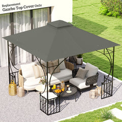 Outsunny 3x3(m) Replacement Gazebo Canopy, Double Tier Roof Top for Garden, Patio, Outdoor, Grey (TOP ONLY)