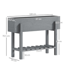 Outsunny Wooden Two-Tier Raised Planter - Grey