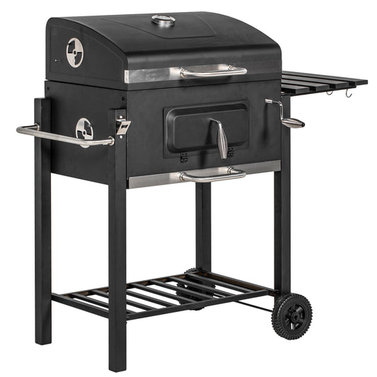 Outsunny Charcoal Grill, with Height-Adjustable Coal Pan - Black