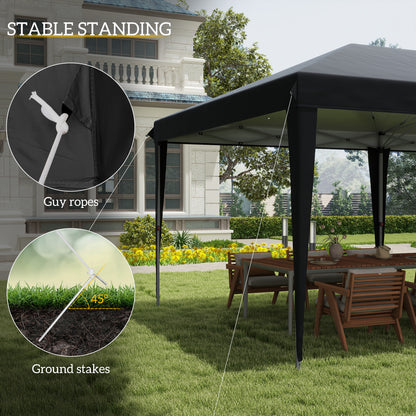 Outsunny Pop Up Gazebo, Double Roof Foldable Canopy Tent, Height Adjustable Wedding Awning Canopy w/ Carrying Bag, 6 m x 3 m x 2.65 m, Black