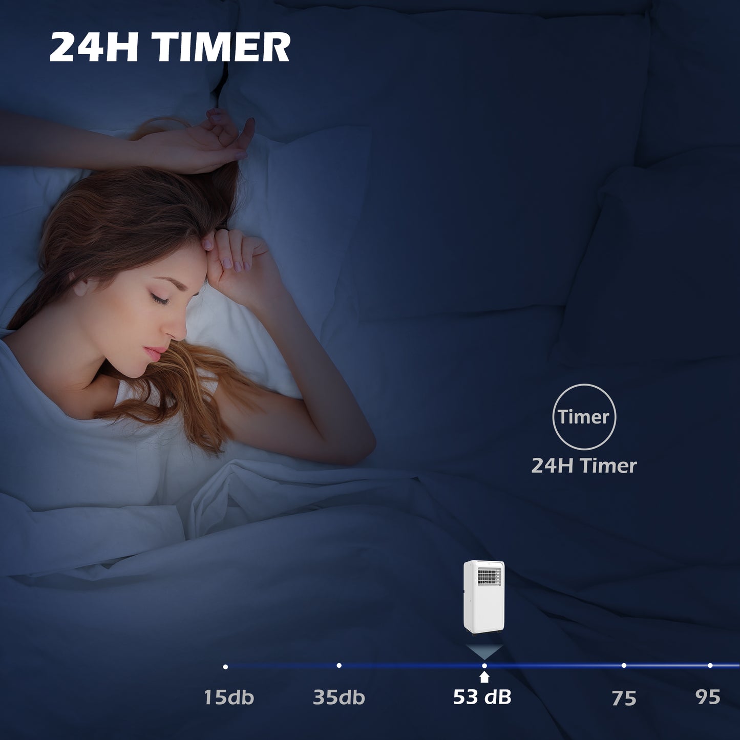HOMCOM 7,000 BTU Mobile Air Conditioner for Room up to 26m√Ç¬≤, with Dehumidifier, 24H Timer, Wheels, Window Mount Kit