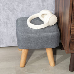 HOMCOM Linen-Look Square Padded Footstool - Grey