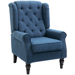 HOMCOM Wingback Accent Chair, Retro Upholstered Button Tufted Occasional Chair for Living Room and Bedroom, Blue