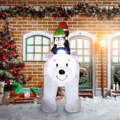 Outsunny 6.4ft Inflatable Polar Bear and Penguin Christmas Inflatable