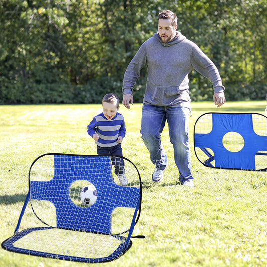 HOMCOM 2 in 1 Pop Up Football Net Set of Two Target Goal Net for Garden Outdoor Sports and Practise