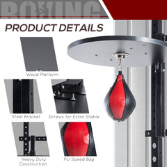 HOMCOM Speedball Platform Punch Bag Frame, Wall Mounted Swivel Bracket MMA Exercise Training Workout w/Ball