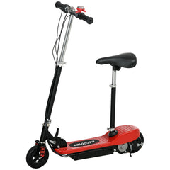 HOMCOM Steel Ride on Powered Scooter, Folding E-Scooter with Warning Bell, 15km/h Maximum Speed, for 4-14 Years Old, Red