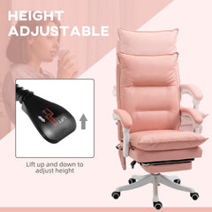 Vinsetto Vibration Massage Office Chair with Heat, Ergonomic Computer Desk Chairs, Faux Leather Desk Chair with Footrest, Armrest and Reclining Backrest, Pink