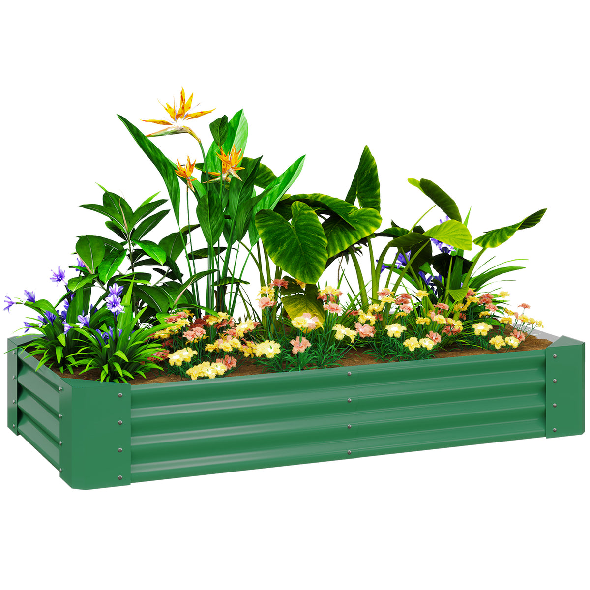 Outsunny 180 x 90cm Galvanised Steel Open Planter - Green